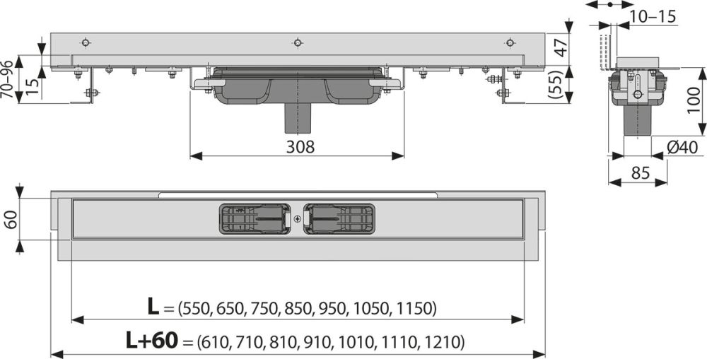 Душовий канал AlcaPlast APZ1104-750 без решітки