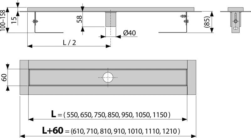 Душовий канал AlcaPlast APZ2001-1150 без решітки