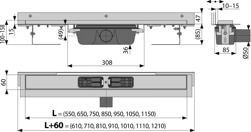 Душовий канал AlcaPlast APZ4-950 без решітки