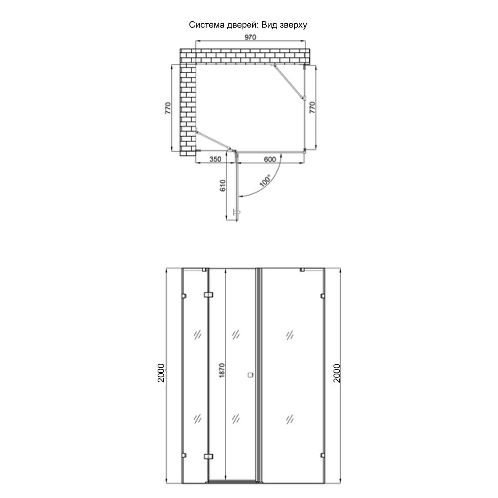 Душова кабіна Qtap Capricorn 100x80 (профіль - хром, скло - прозоре) CAPCRM1018RC6