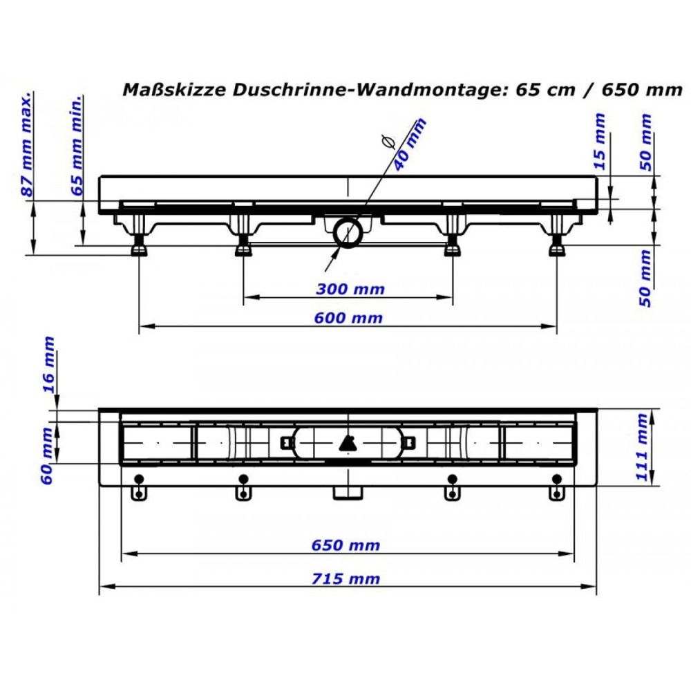 Душевой канал MCH CH-650DN3 с решеткой Капли