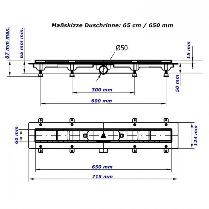 Душовий канал MCH CH 650/50 KN1 з решіткою Класик під плитку