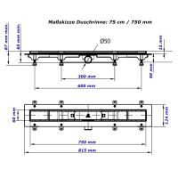 Душевой канал MCH CH 750/50 HN1 с решеткой Гармония