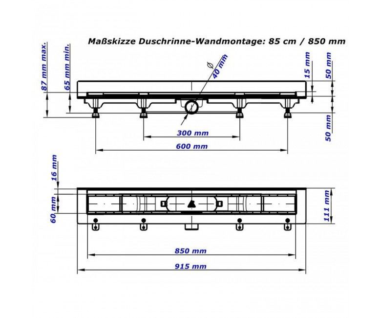Душовий канал MCH CH-850SN3 з решіткою Квадрати