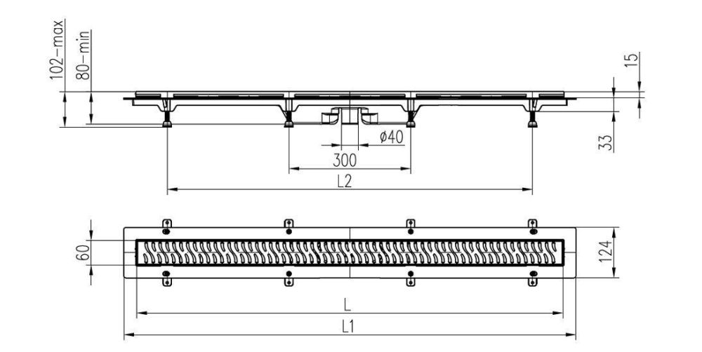 Душовий канал MCH CH 950 / S40 DN1 з решіткою Краплі