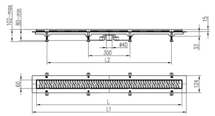 Душовий канал MCH CH 950/S40 SC з решіткою Квадрати