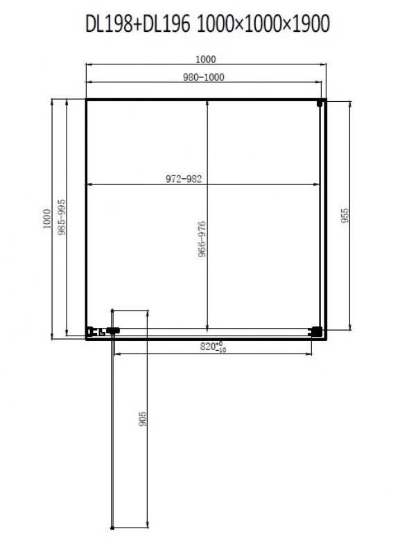 Душова кабіна Dusel DL198B 100x100 (профіль - чорний, скло - прозоре) 519812