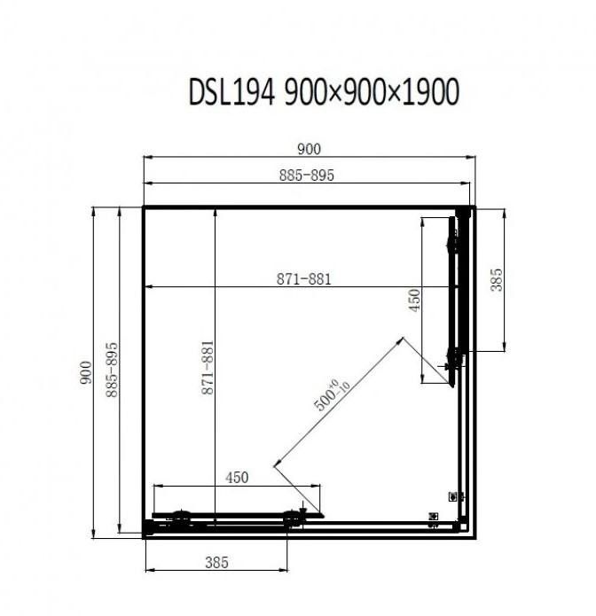 Душова кабіна Dusel DSL194B 900x900 (профіль - чорний, скло - прозоре) 519493