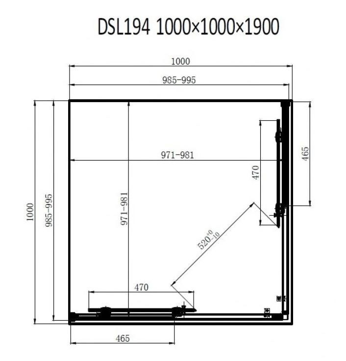 Душова кабіна Dusel DSL194B 100x100 (профіль - чорний, скло - прозоре) 519411