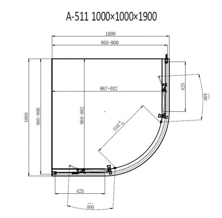 Душова кабіна Dusel A-511 100x100 (профіль - хром, скло - тоноване) 551113