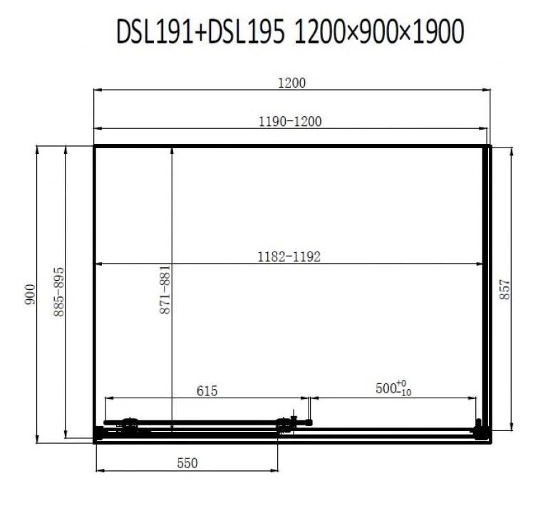 Душова кабіна Dusel DSL191B 120x90 (профіль - чорний, скло - прозоре) 519129