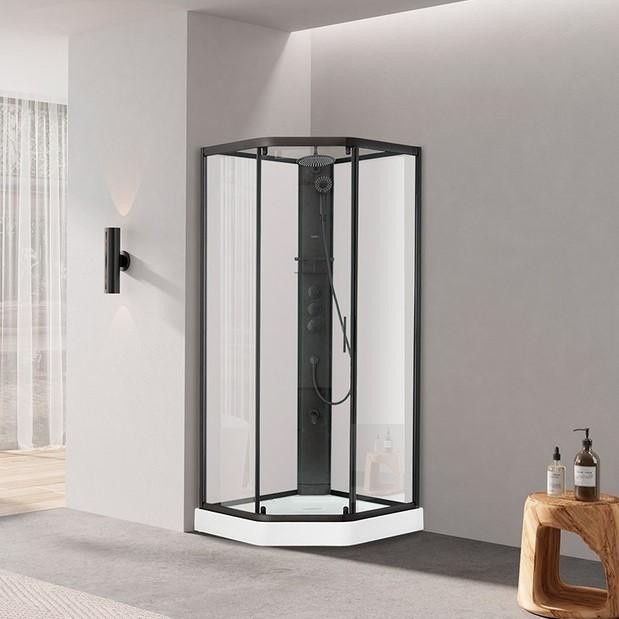 Душовий бокс Dusel Glare 90x90 (профіль - чорний, скло - прозоре) 559002