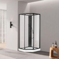 Душовий бокс Dusel Glare 90x90 (профіль - чорний, скло - прозоре) 559002
