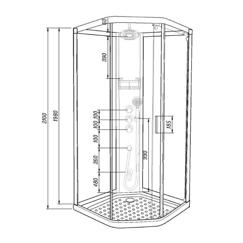 Душовий бокс Dusel Glare 90x90 (профіль - білий, скло - прозоре) 559003