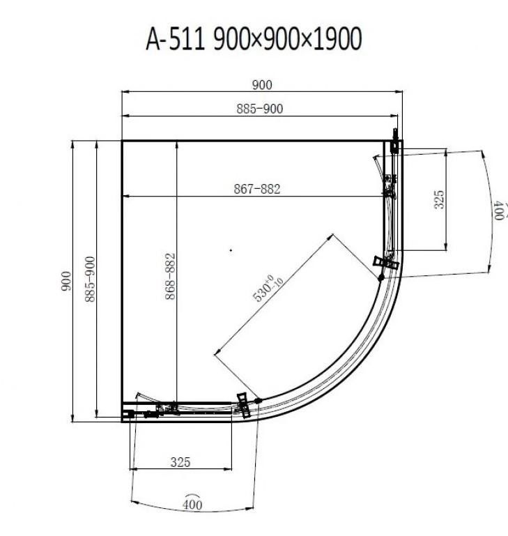 Душова кабіна Dusel A-511 100x100 (профіль - хром, скло - матове) 551112