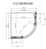 Душова кабіна Dusel A-511 100x100 (профіль - хром, скло - матове) 551112