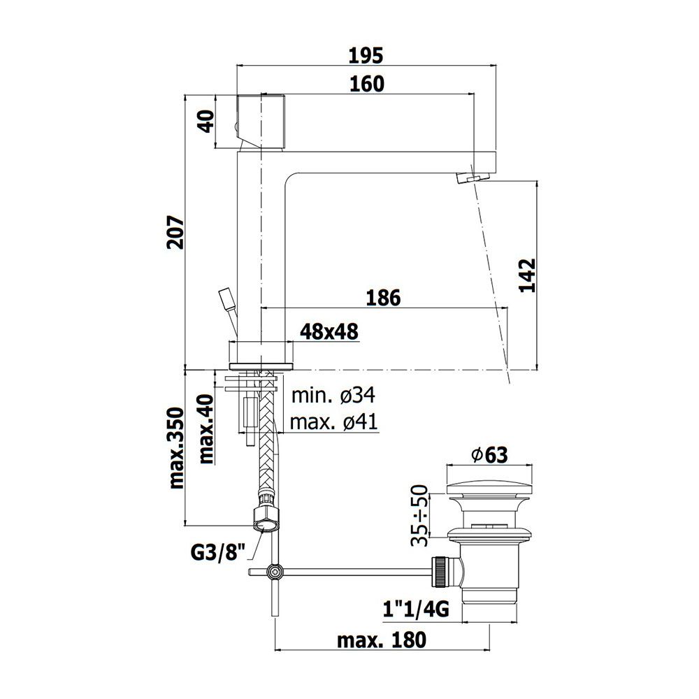 Змішувач для раковини Paffoni Elle хром ELX073CR