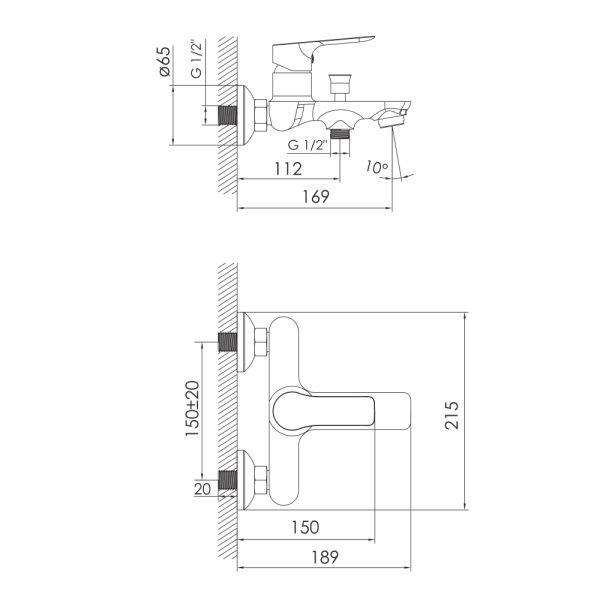 Смеситель для ванны Imprese KUCERA черный матовый f03203410AA