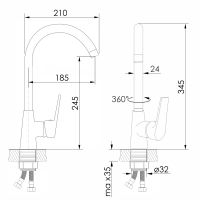 Смеситель для кухни Imprese KRASA хром глянцевый f03408601AA
