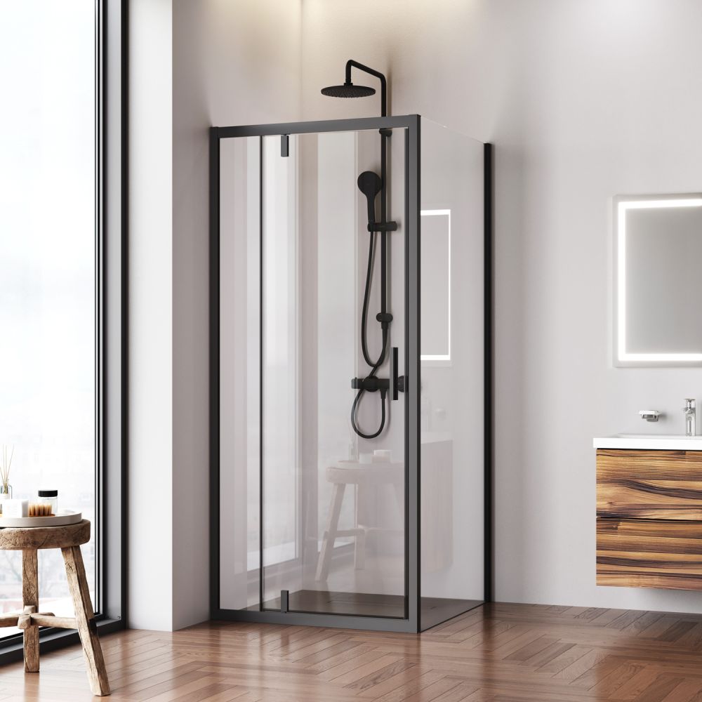 Душовий куток Am.Pm Gem Sqare Pivot 90x90 (Профіль – чорний, скло – прозоре) W90UG-404-9090-BT