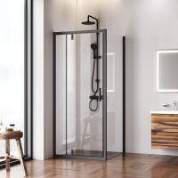 Душовий куток Am.Pm Gem Sqare Pivot 90x90 (Профіль – чорний, скло – прозоре) W90UG-404-9090-BT