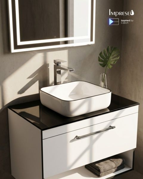 Раковина накладна Imprese i-EDGE 38.5 см білий/чорний i11095