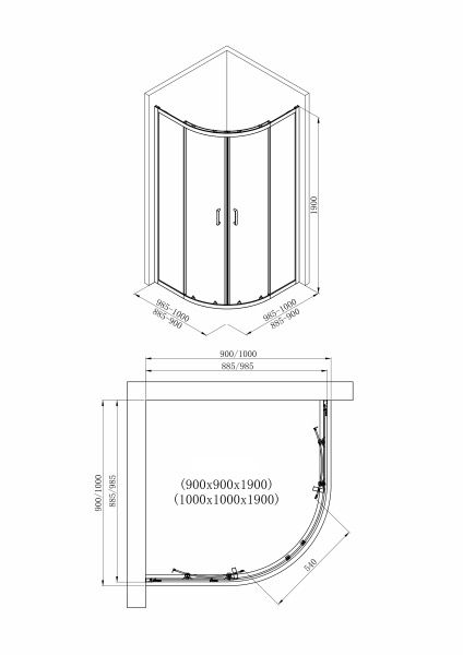 Душова кабіна Imprese VALTICE 90x90 (профіль - чорний, скло - прозоре) i51585