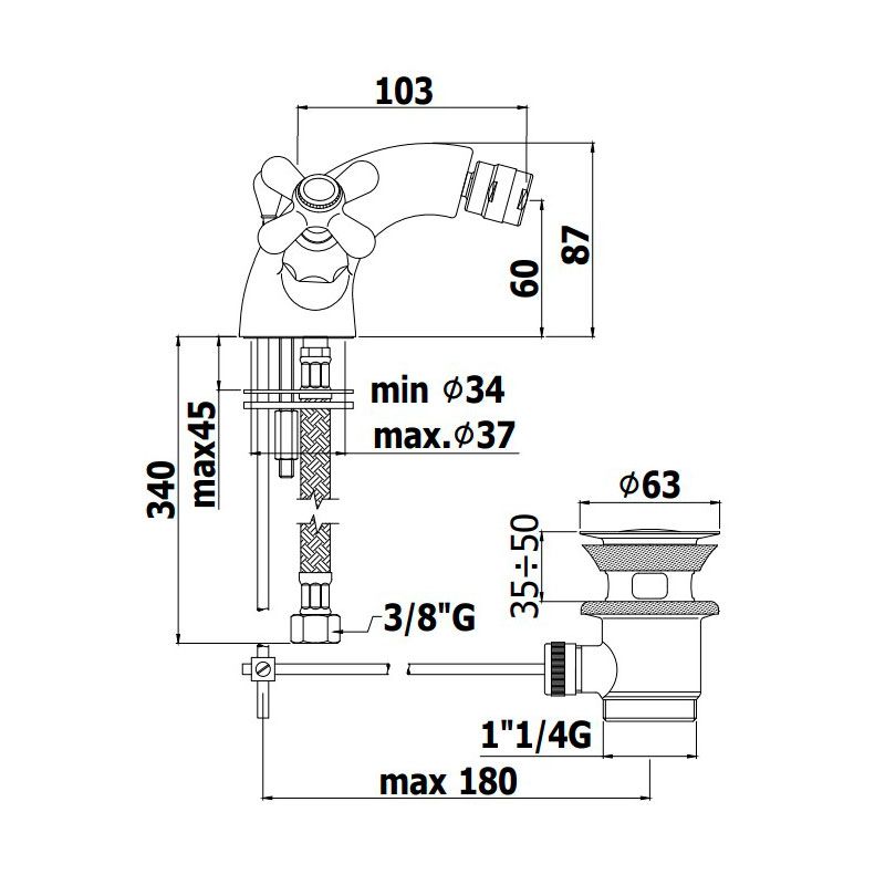 Смеситель для биде Paffoni Iris медь IRV135RM