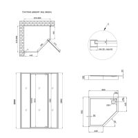 Душова кабіна Qtap Leo 90x90 (профіль - хром, скло - прозоре) LEOCRM10995AC6SET з піддоном