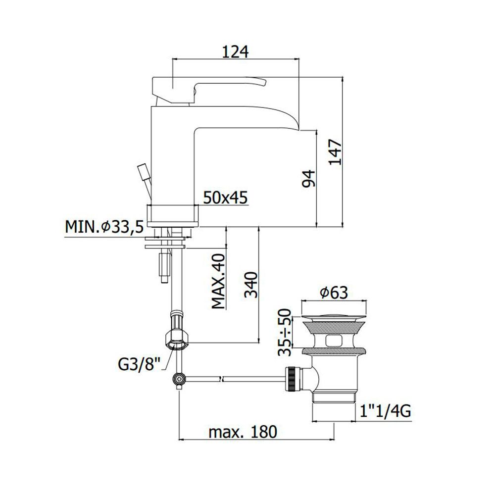 Змішувач для раковини Paffoni Level хром LES061KCR