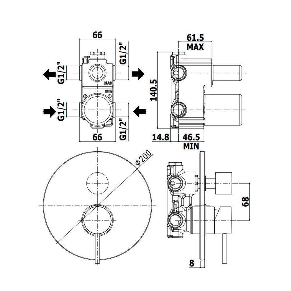 Змішувач прихованого монтажу Paffoni Light рожеве золото LIG018ROSE