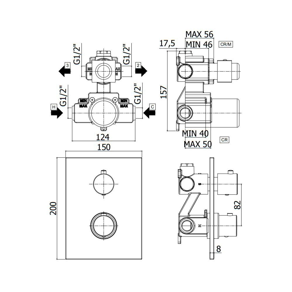 Змішувач прихованого монтажу Paffoni Light сталь LIQ518STM