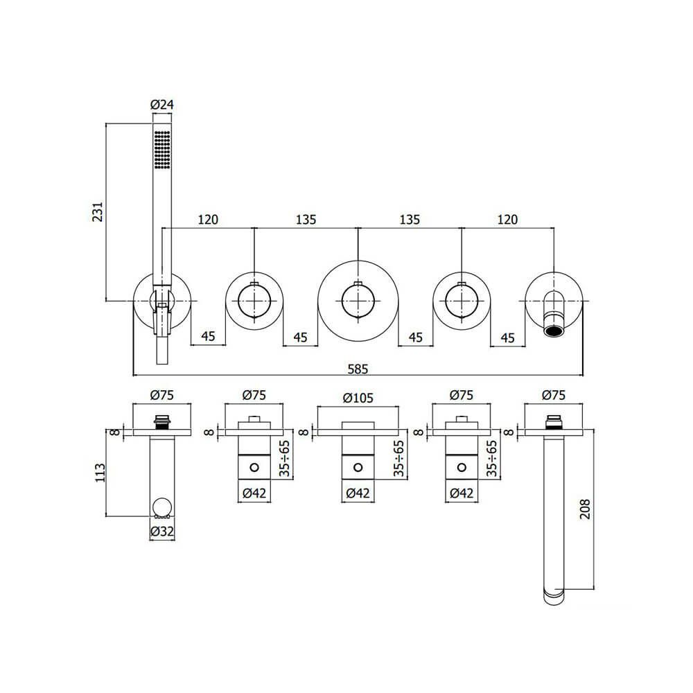 Смеситель скрытого монтажа Paffoni Modular Box белый матовый MDE001BO
