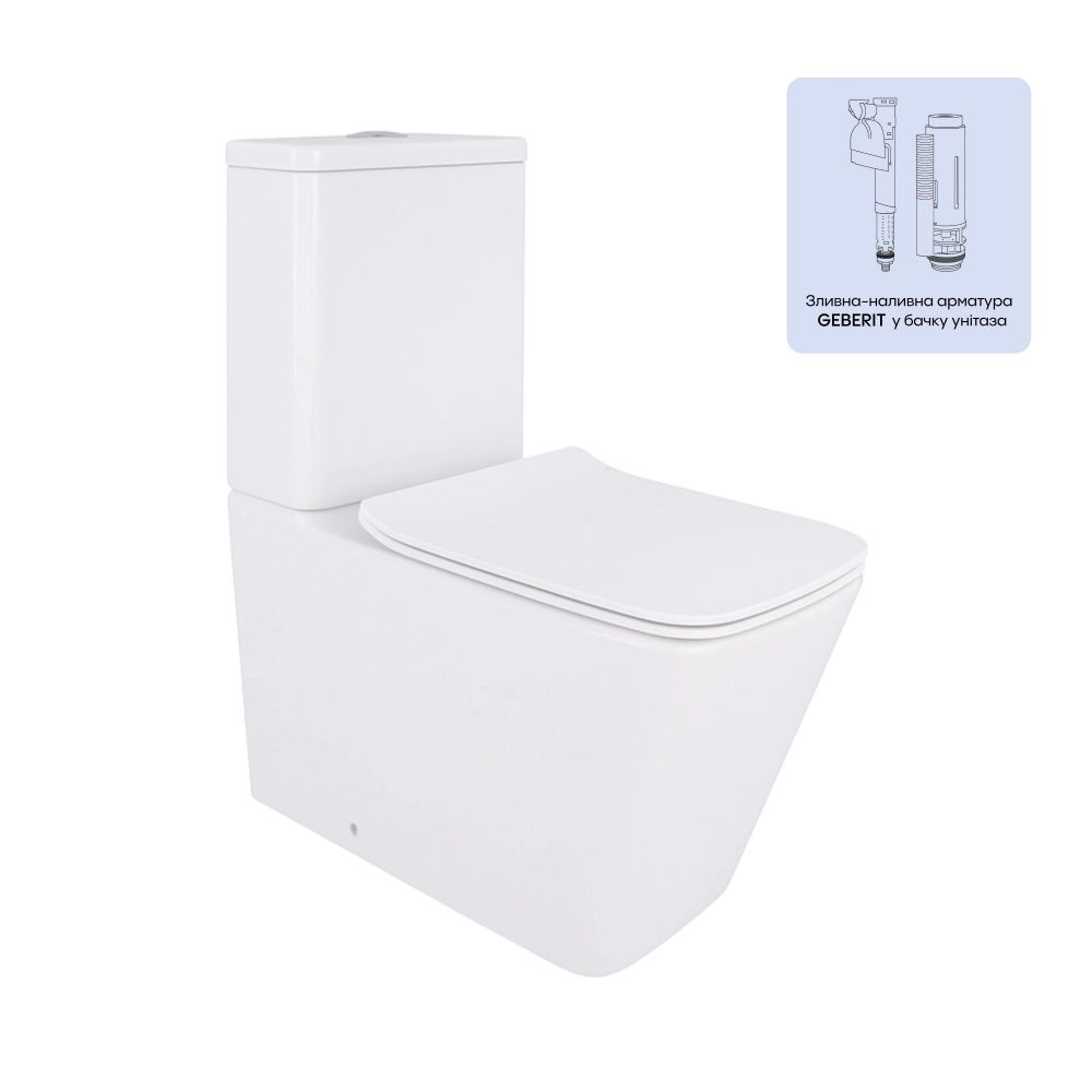 Унітаз підлоговий Qtap Crow білий глянцевий QT05222170W з бачком і сидінням Soft-close