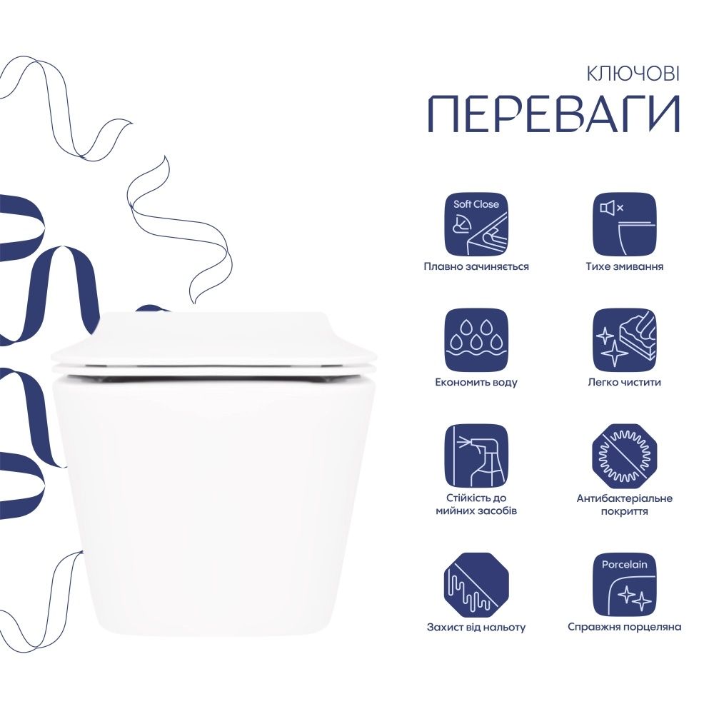 Унитаз подвесной Qtap Crow белый глянцевый QT05335170W с сиденьем Soft-close