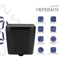 Унітаз підвісний Qtap Crow чорний матовий QT05335171MB з сидінням Soft-close