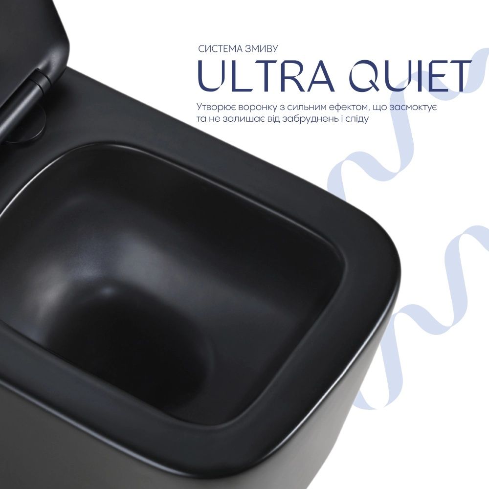 Унітаз підвісний Qtap Crow чорний матовий QT05335171MB з сидінням Soft-close