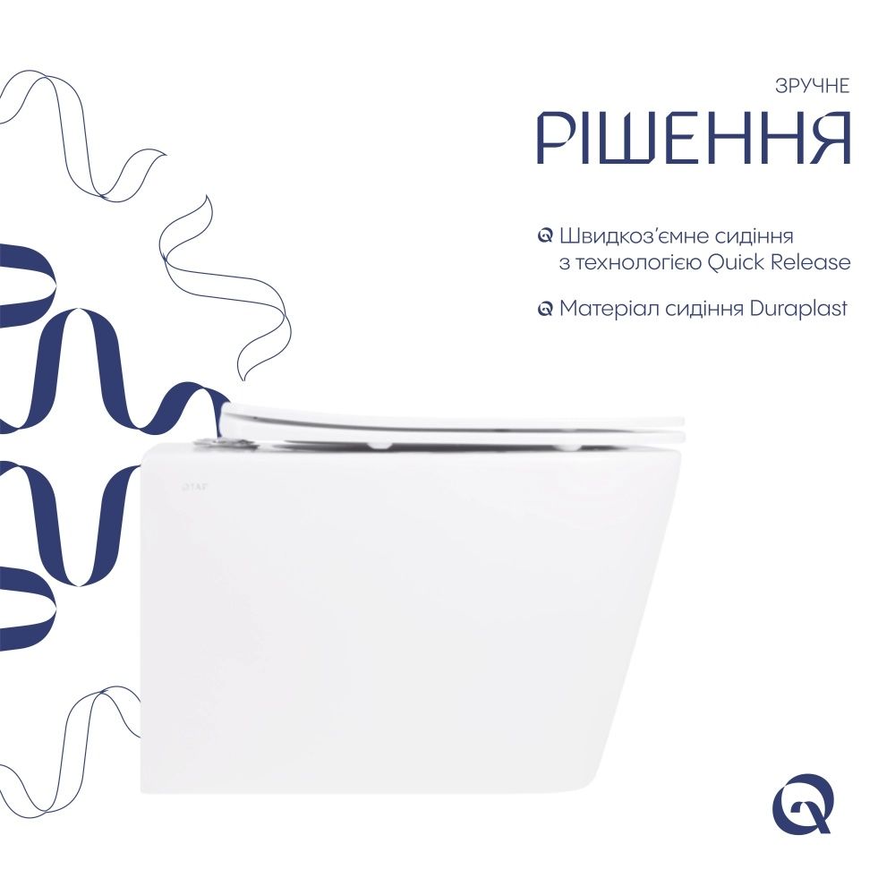 Унітаз підвісний Qtap Crow білий глянцевий QT05335171RW з сидінням Soft-close