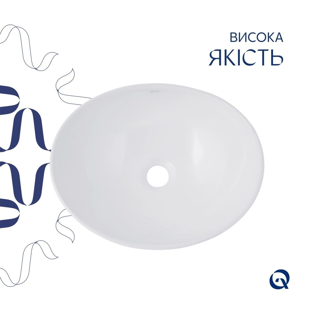 Раковина накладна Qtap Dove 41.5 см білий глянцевий QT06116062AW