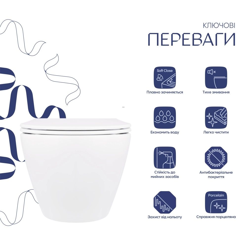 Унітаз підвісний Qtap Jay білий глянцевий QT07335176W з сидінням Soft-close