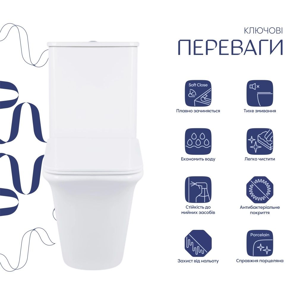 Унітаз підлоговий Qtap Kalao білий глянцевий QT08221213AW з бачком і сидінням Soft-close