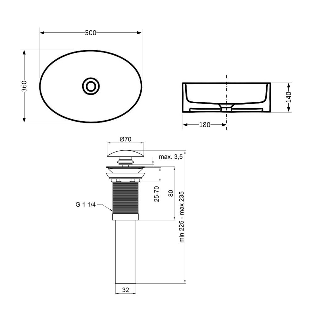 Раковина накладна Qtap Kolibri 50.5 см білий глянцевий QT10113054WN47311