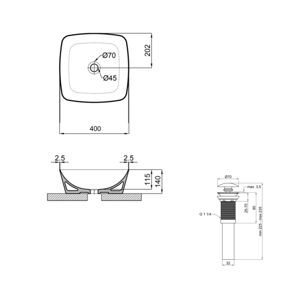 Раковина накладна Qtap Kolibri 40 см білий глянцевий QT10116303W48466