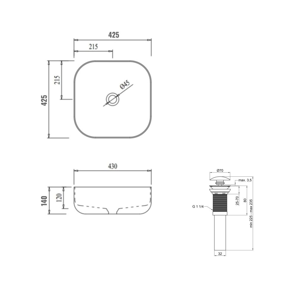 Раковина накладна Qtap Kolibri 42.5 см білий глянцевий QT1011K396WN48468