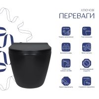 Унітаз підвісний Qtap Robin чорний матовий QT13332381АSMB з сидінням Soft-close