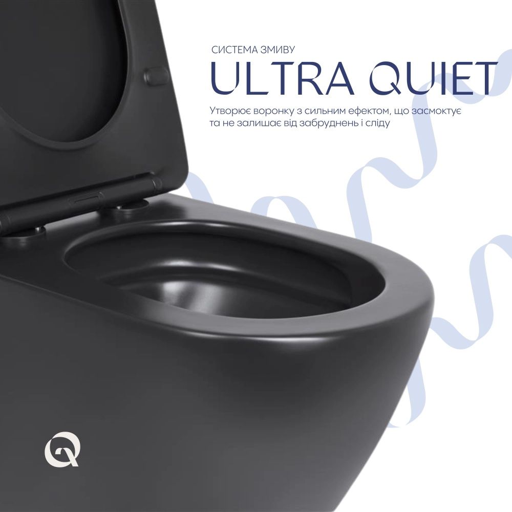 Унітаз підвісний Qtap Robin чорний матовий QT13332381АSMB з сидінням Soft-close