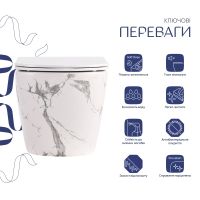 Унітаз підвісний Qtap Robin мармур глянцевий QT13332381АSMR з сидінням Soft-close