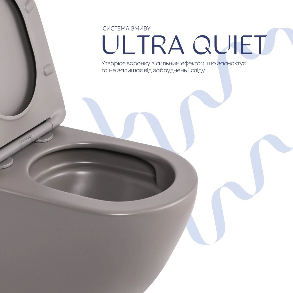 Унітаз підвісний Qtap Robin сірий матовий QT13332381АSSG з сидінням Soft-close