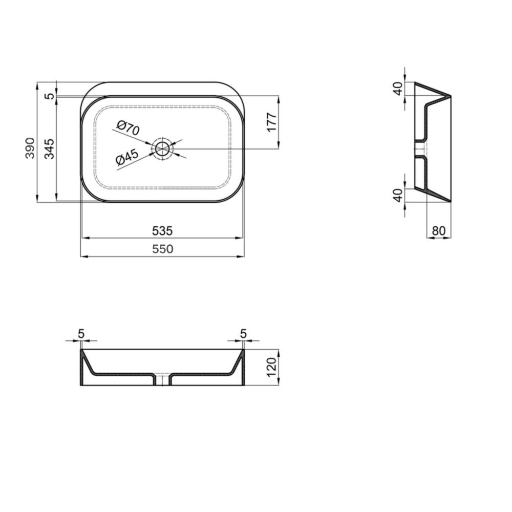 Раковина накладна Qtap Scorpio 55 см білий глянцевий QT14112243WN