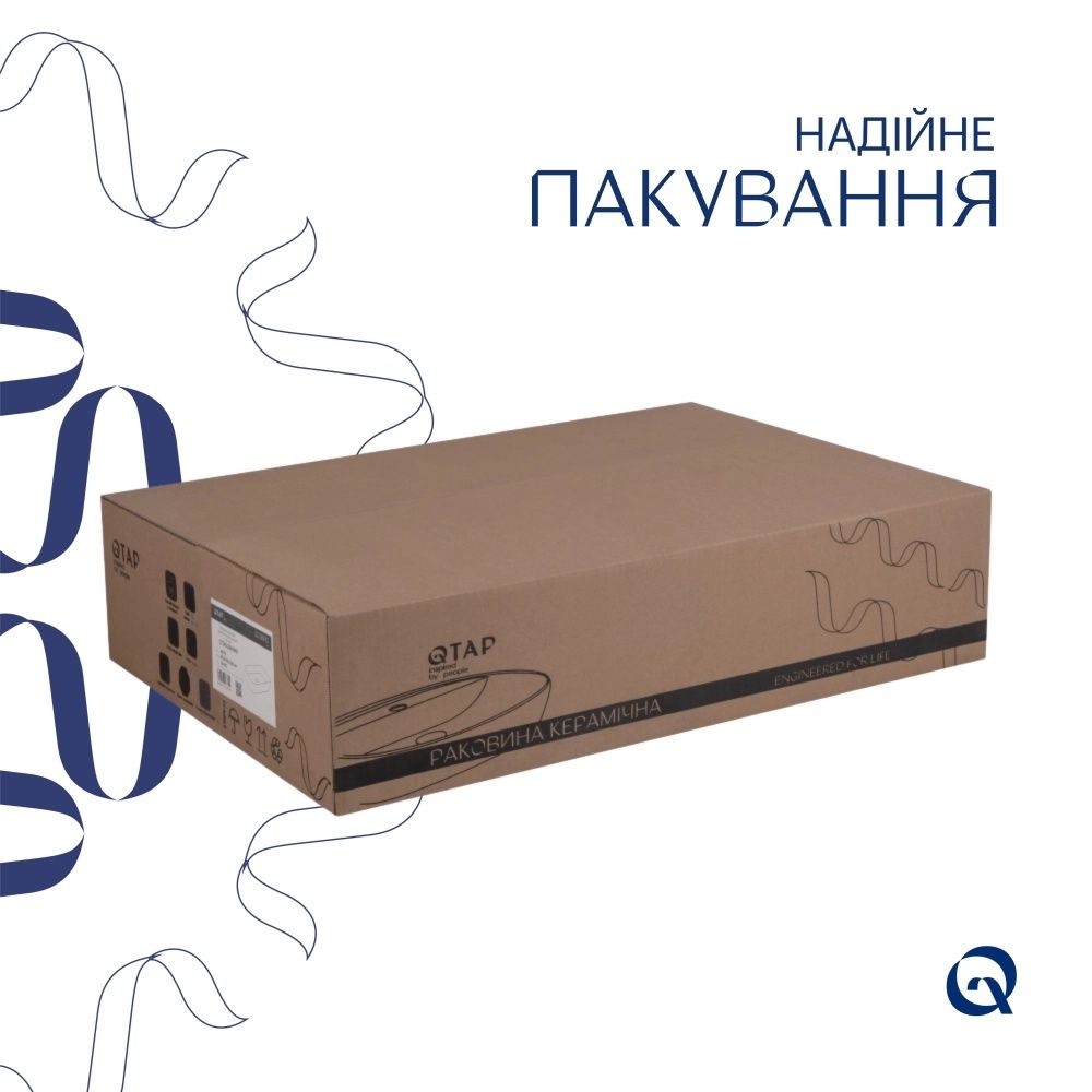 Раковина накладна Qtap Scorpio 55 см білий глянцевий QT14112243WN